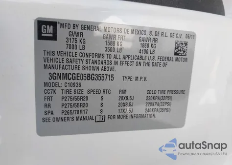 2011 Chevrolet Avalanche 1500 Ltz z USA, uszkodzony, nr VIN 3GNMCGE05BG355715